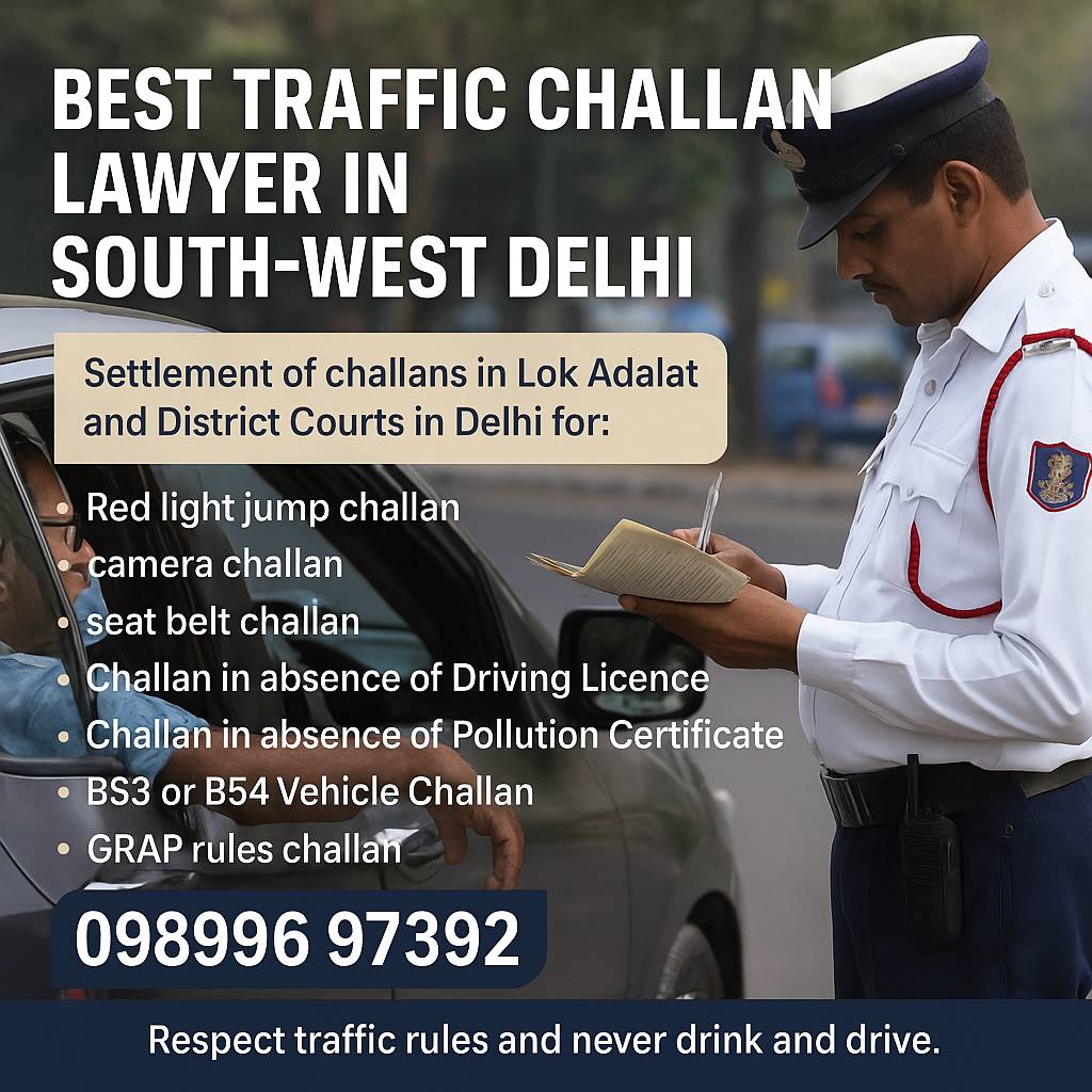 Best Traffic Challan Lawyer in South West Delhi | Call 9899697392