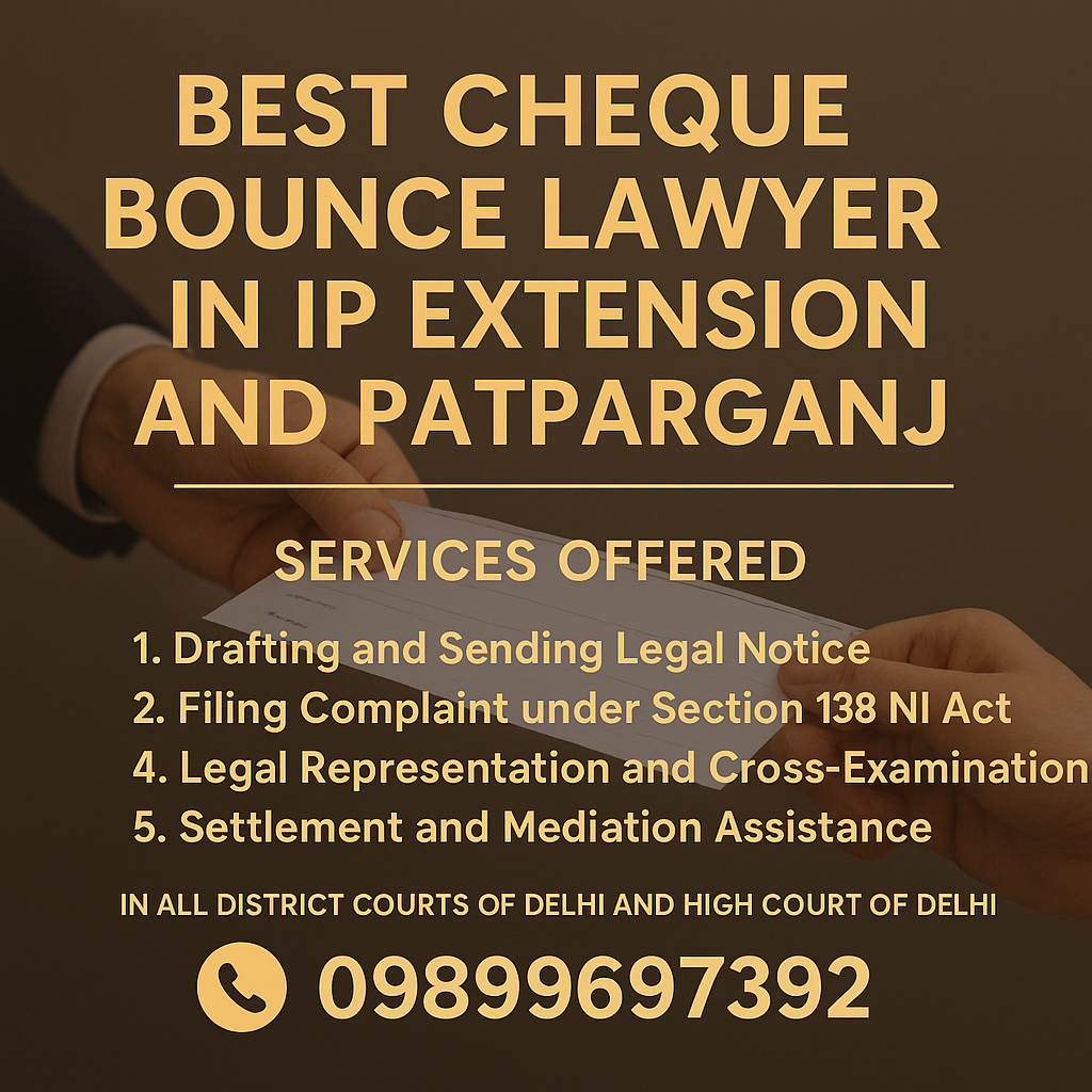 Best Cheque Bounce Lawyer in IP Extension and Patparganj